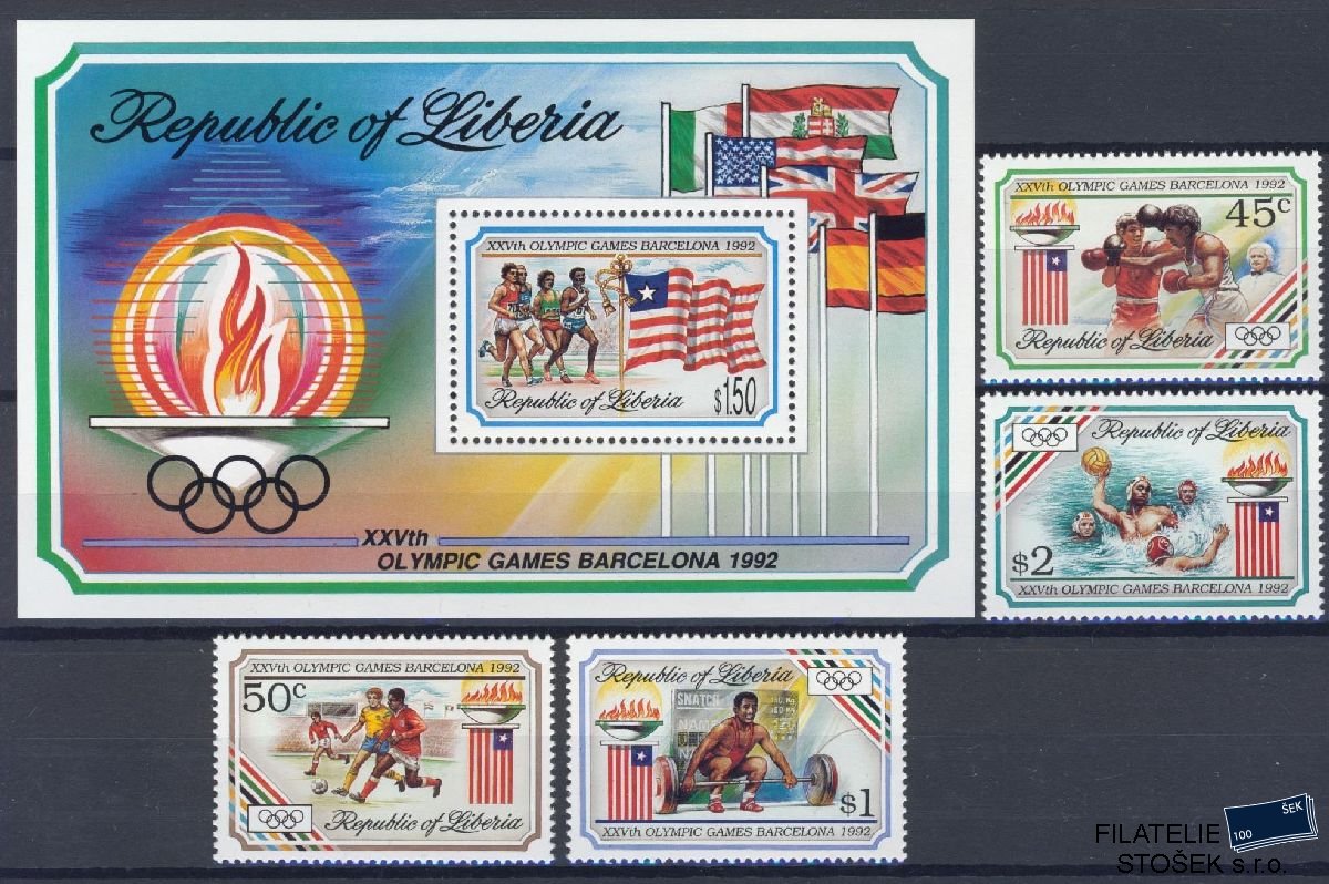 Liberia známky Mi 1544-47 + Bl 126 - OH 1972