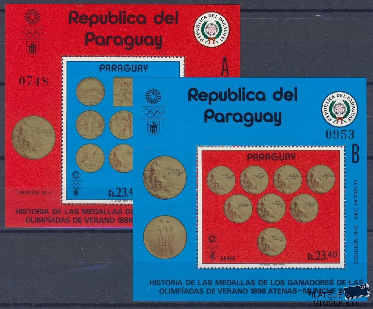 Paraguay známky Mi Blok 195-96 - OH 1972