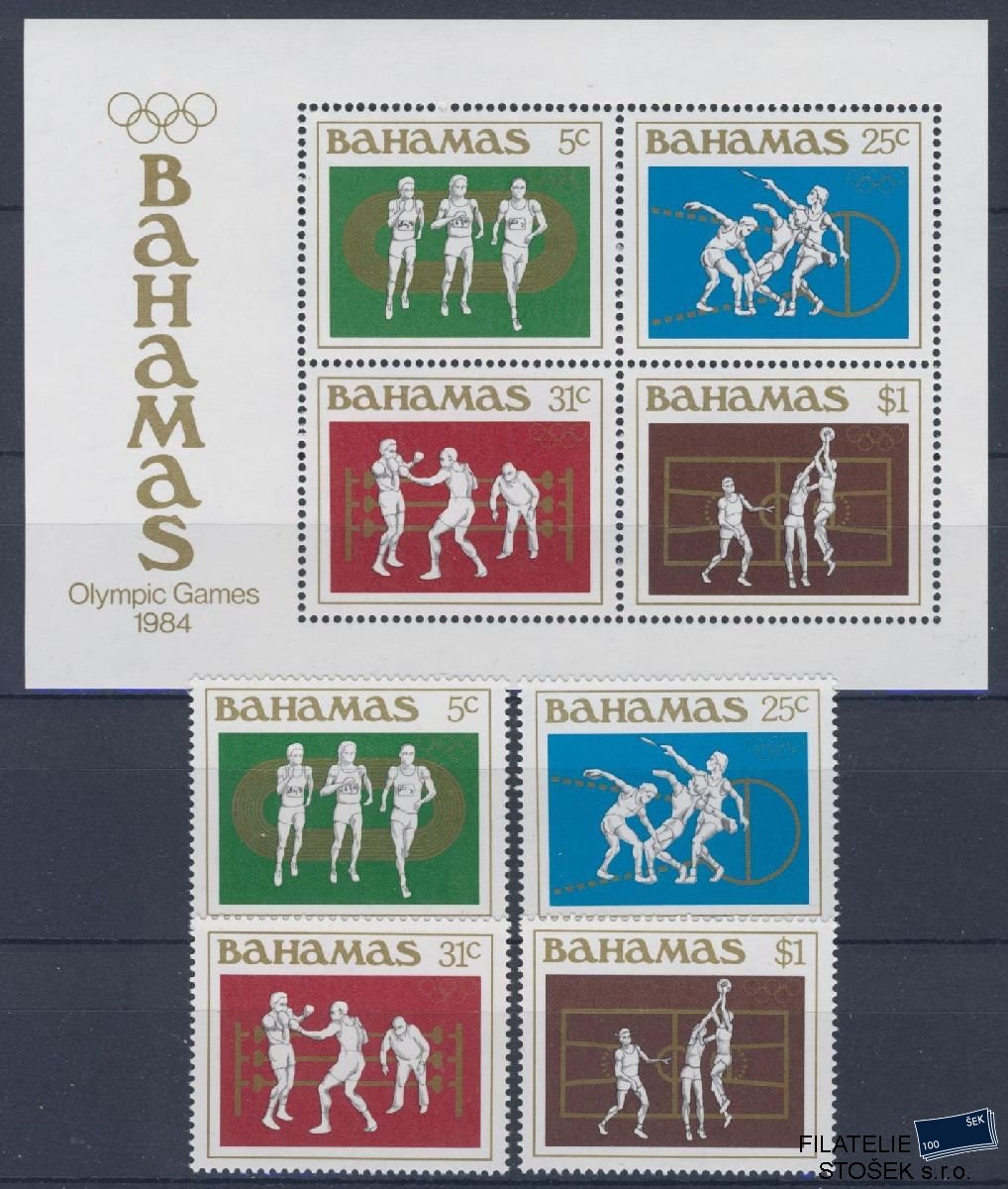 Bahamas známky Mi 565-68 + Bl 42 - OH 1984