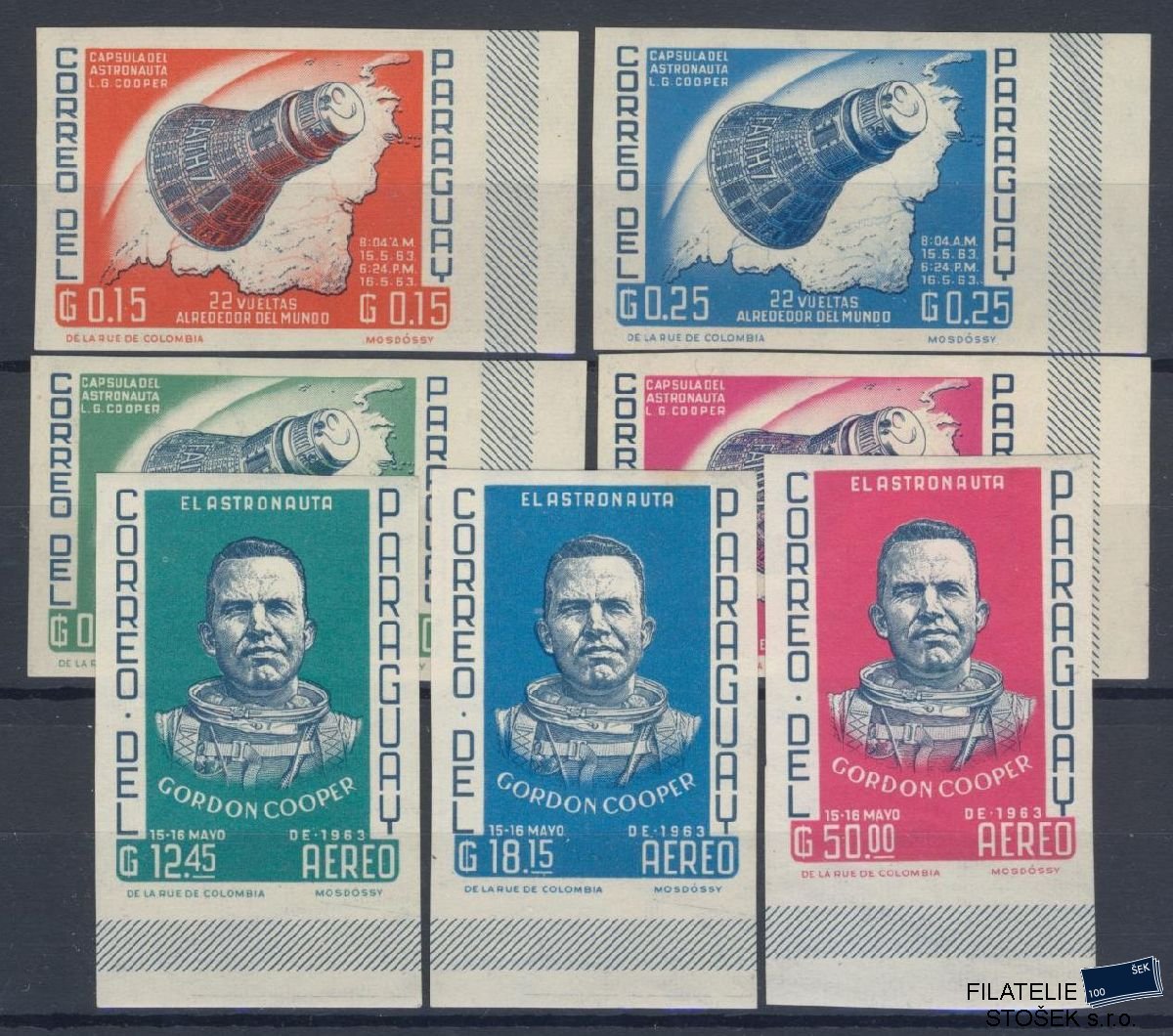 Paraguay známky Mi 1241-48 NK - Kosmos - Chybí 1243